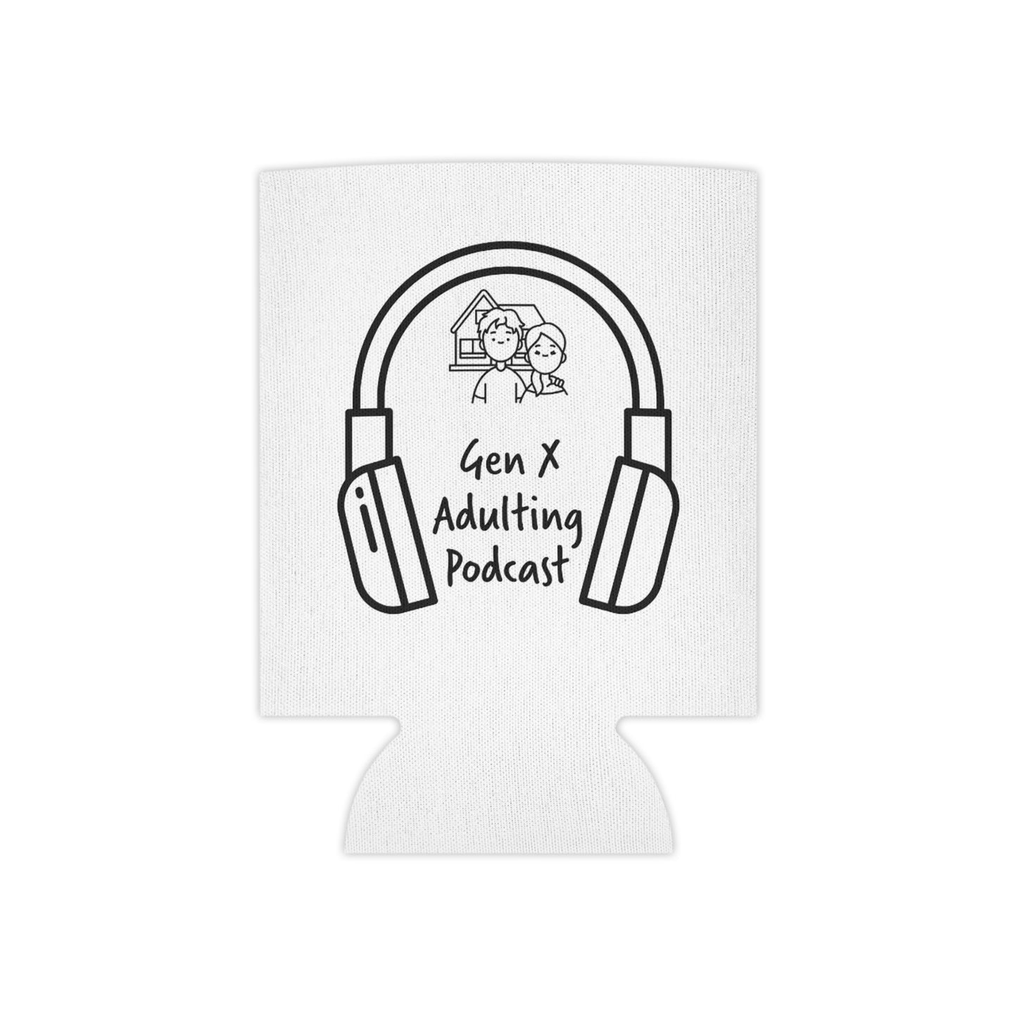 Can Cooler — 'Gen X Adulting Podcast' Logo Drink Koozie